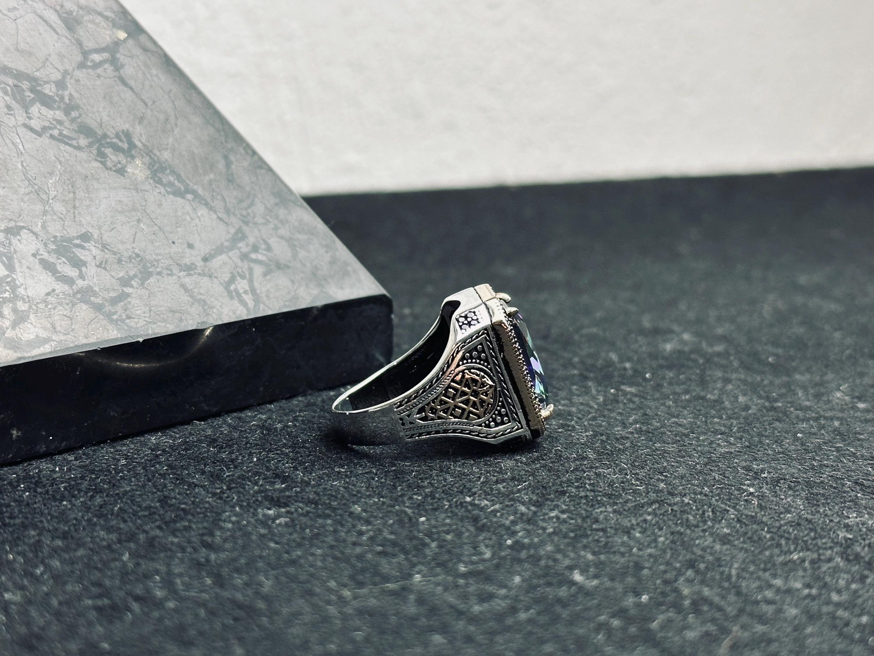 Sterling Silver Ring: Mystic Topaz Stone - Vintage Boho Jewelry