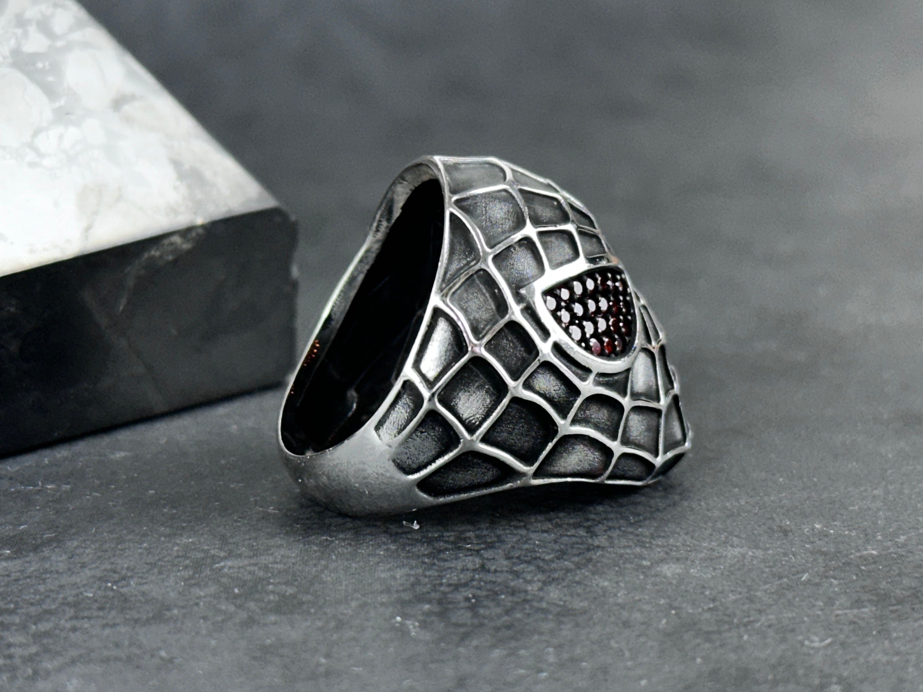 Silver Spider Ring - Bold Statement with Zircon Eye