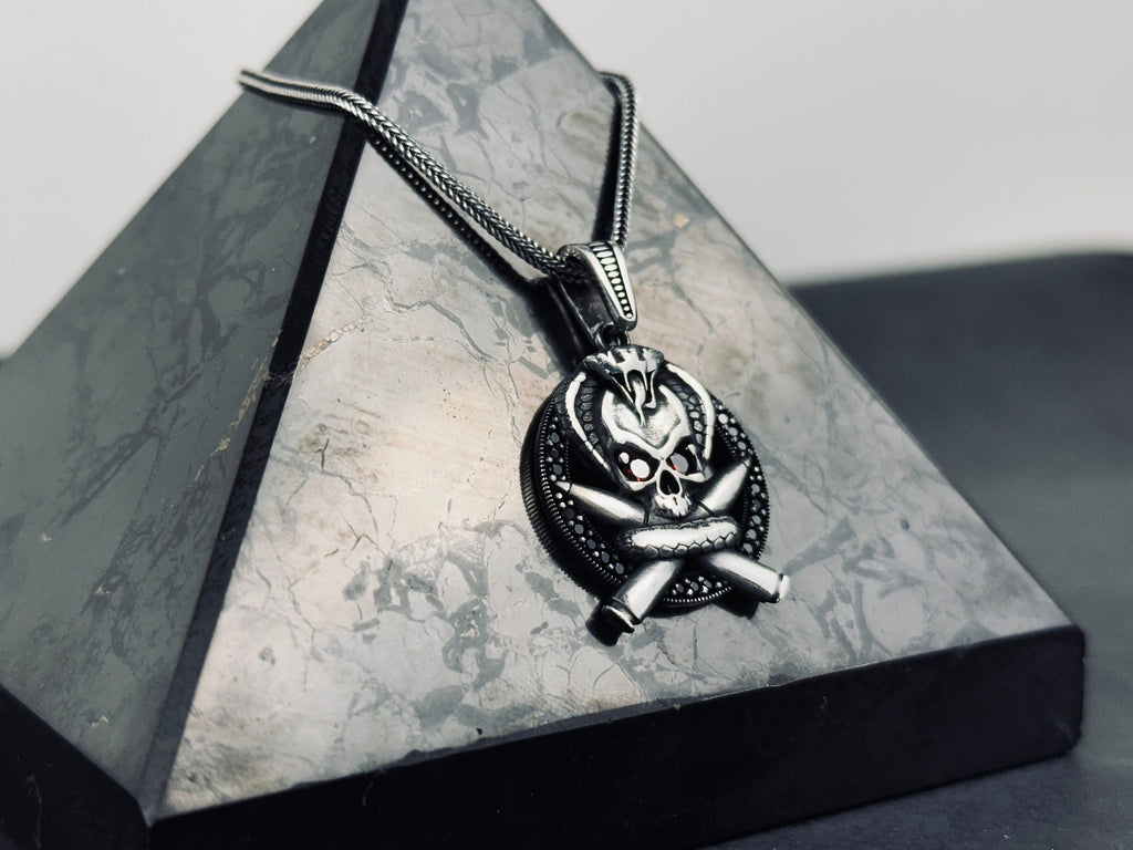 Sterling Silver Necklace: Skull and Crossbones - Chunky Pirate Chain