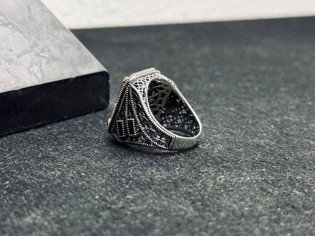Men's Topaz Ring: Turkish Silver - Mystic Gemstone Statement