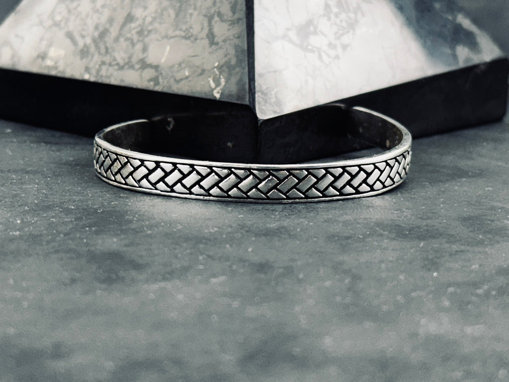 Sterling Silver Greek Cuff: Adjustable Handmade Bracelet (Men’s Jewelry)