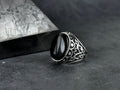 Sterling Silver Onyx Ring Handmade, Natural Cut Stone (Men's Size)