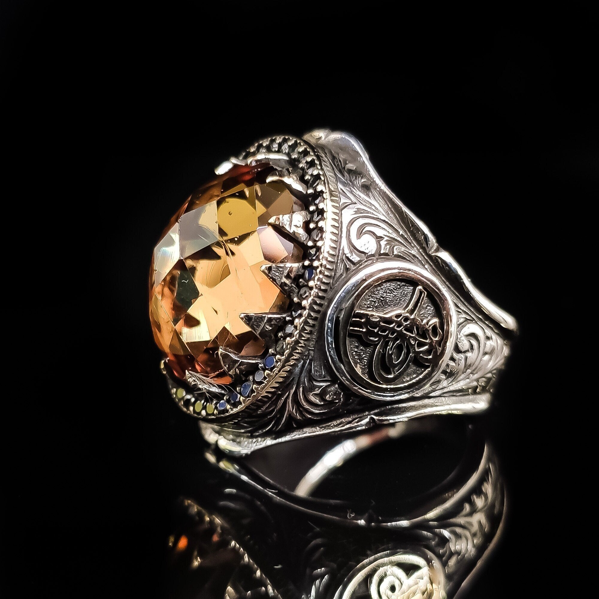 Sultanit Men's Ring - Handmade Sterling Silver, Color Change Stone