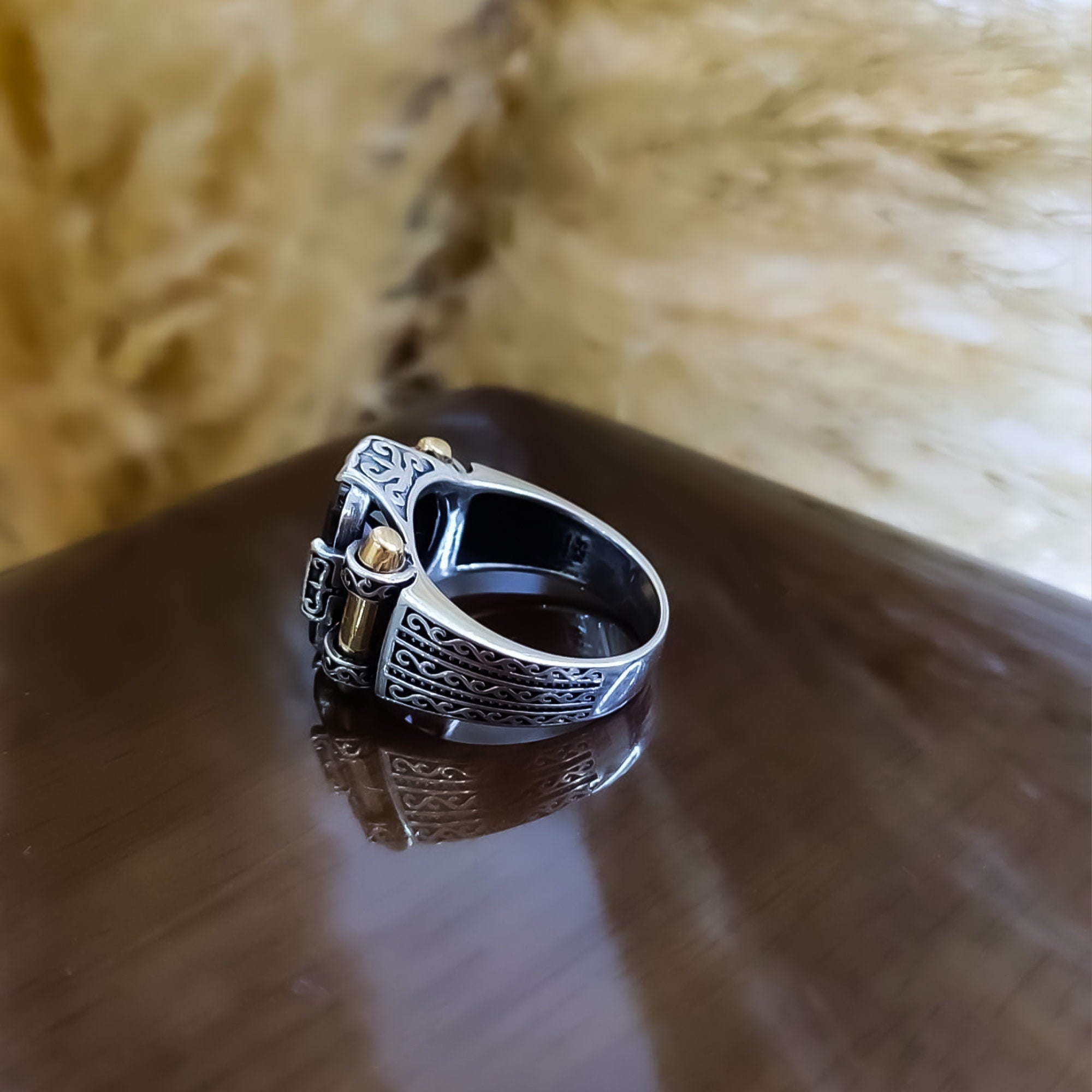 Black Zircon Sterling Silver Ring: Handmade Courage Series