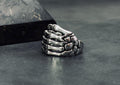Sterling Silver Finger Bones Ring: Gothic Biker Style for Men