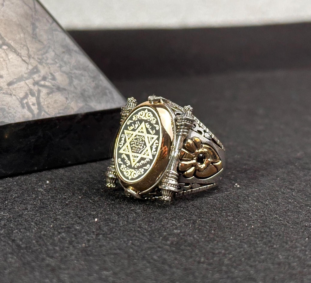 Seal of Solomon Ring: Oval Sterling Silver Signet (Handmade for Men)
