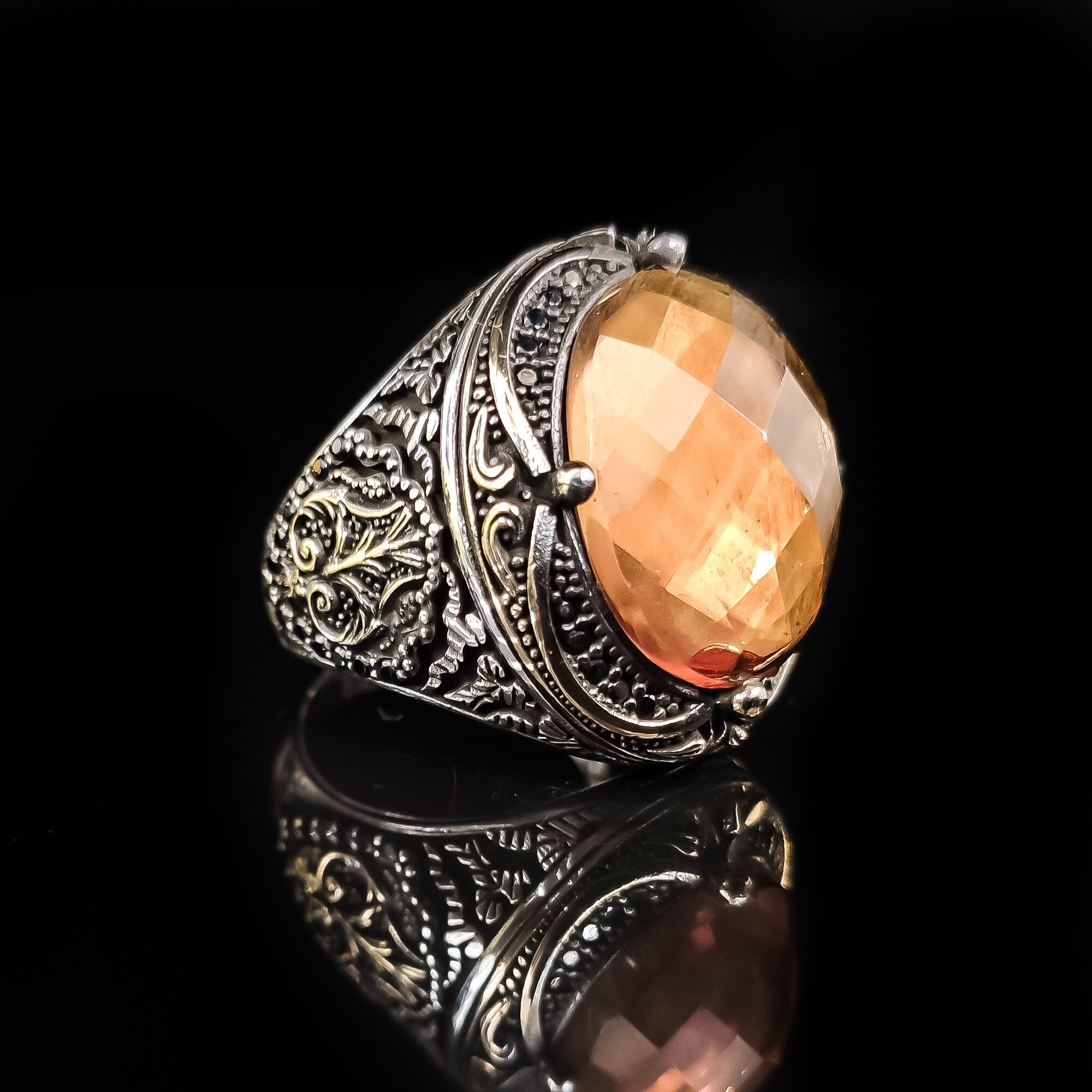Sultanit Gemstone Ring: Handmade 925 Sterling Silver Ottoman Style