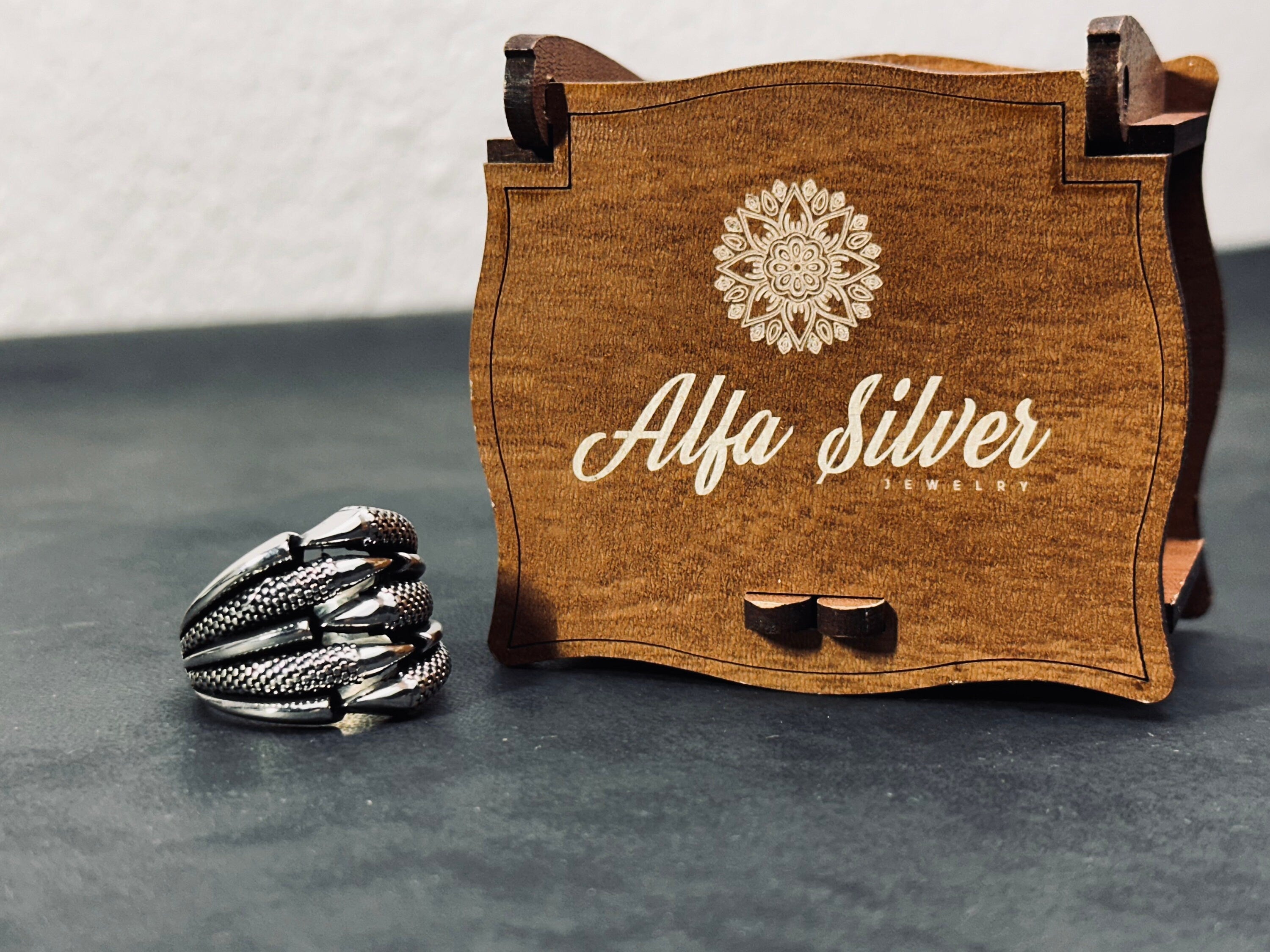 Men's Claw Silver Ring - Handmade 925 Sterling Statement Band