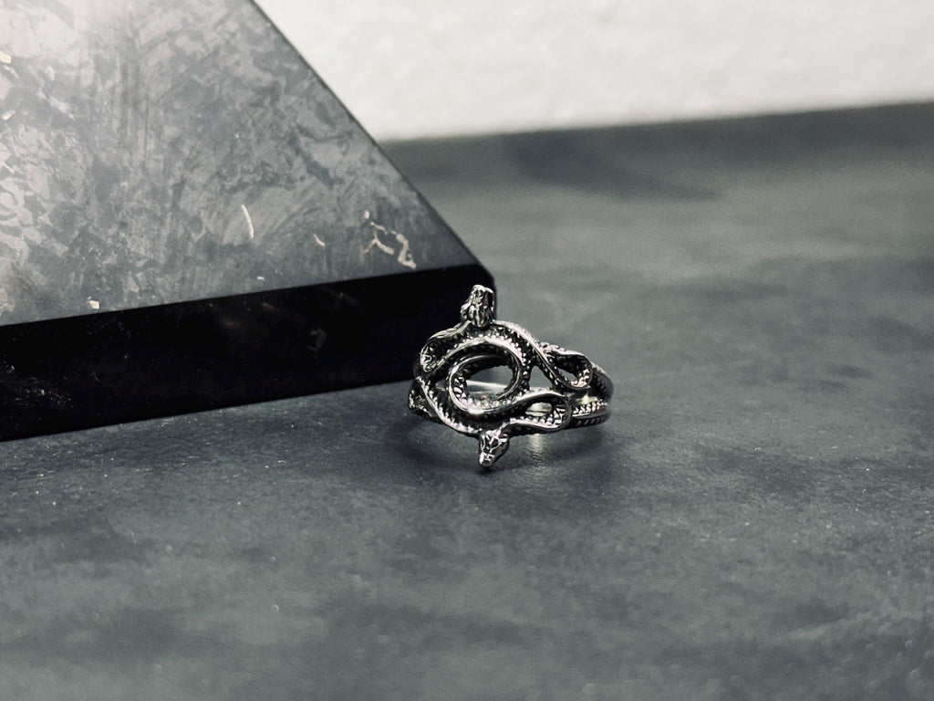 Sterling Silver Snake Ring, Vintage Animal Design (Adjustable Size)