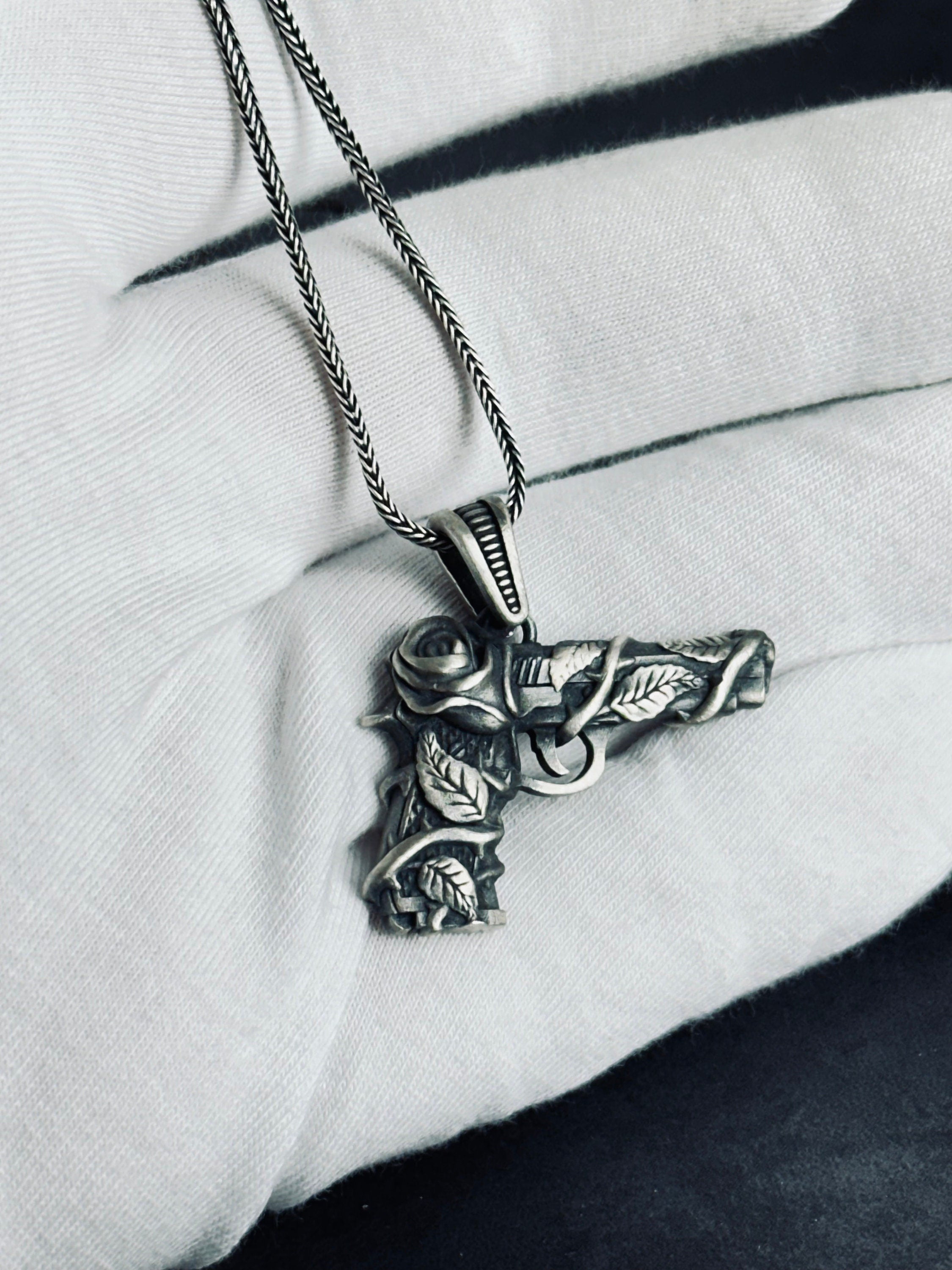 Silver Gun Charm Necklace - Stylish Pendant for Everyday Wear