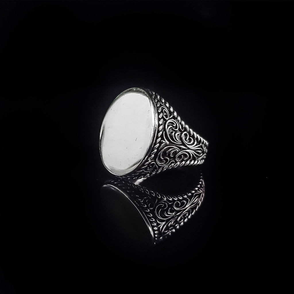 Sterling Silver Signet Ring, Islamic Embroidery (Handmade, Men's Size)