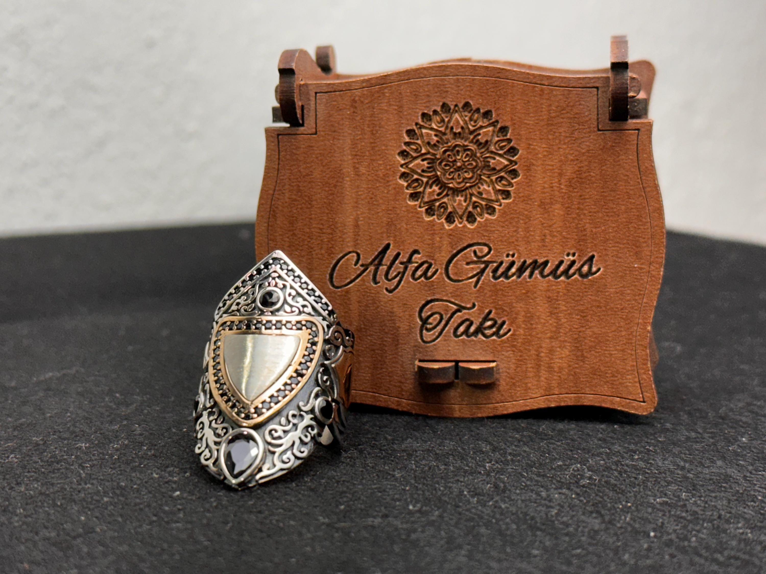Oxidized Archer Ring - Adjustable Sterling Silver Thumb Band