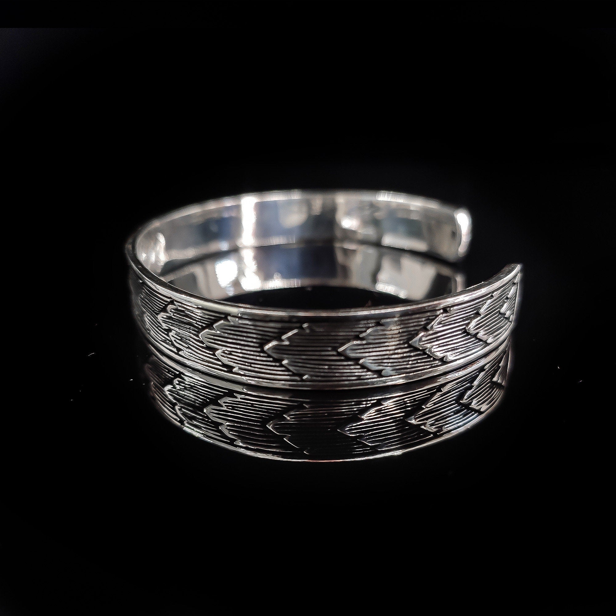 Sterling Silver Cuff Bracelet Engraved (Adjustable, Unisex)