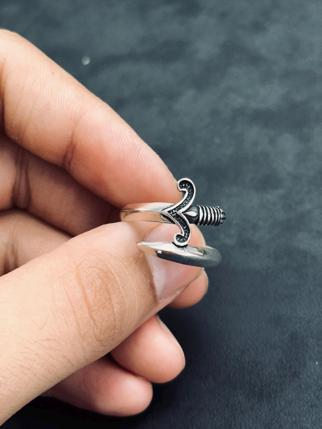 Sterling Silver Sword Thumb Ring - Gothic Adjustable Band