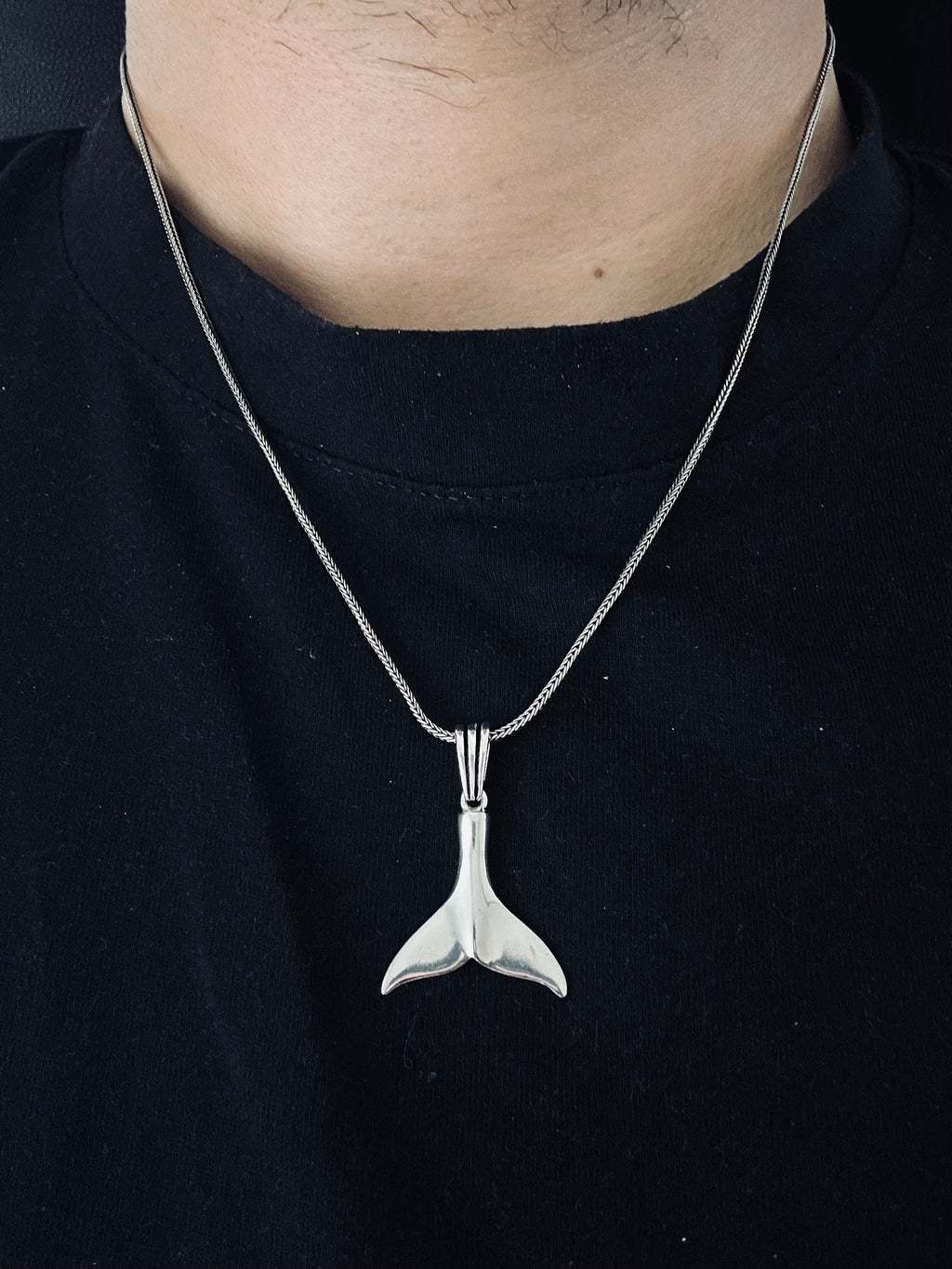 Ocean-Inspired Silver Whale Tail Necklace - Delicate Pendant