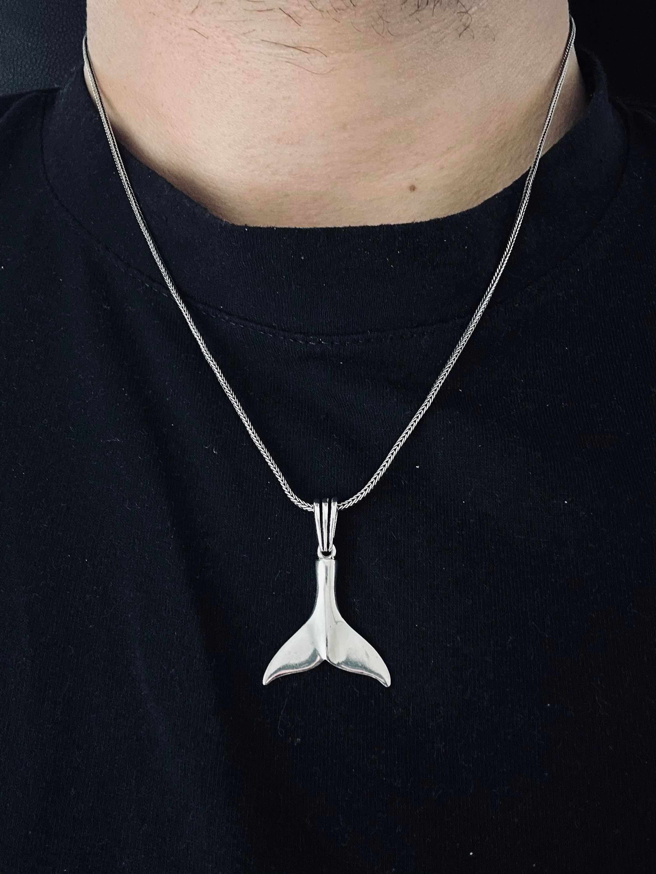Ocean-Inspired Silver Whale Tail Necklace - Delicate Pendant