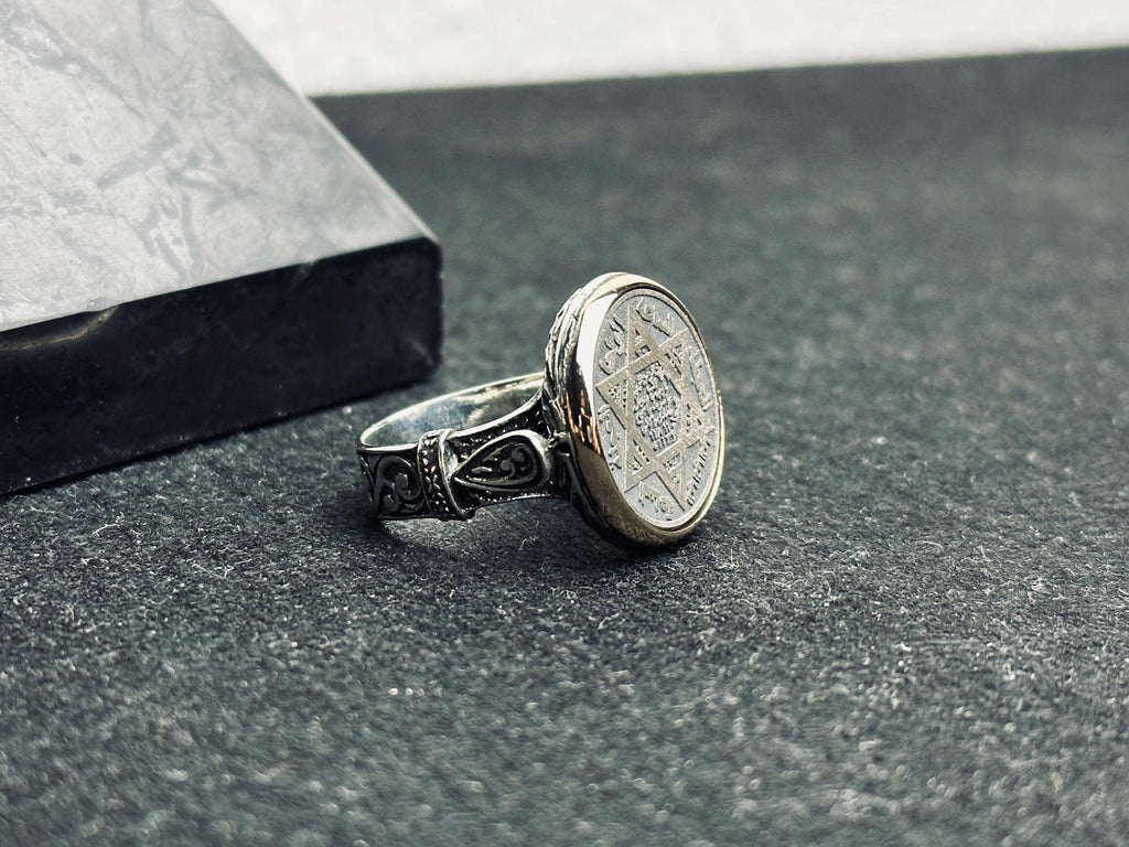 Sterling Silver Seal of Solomon Ring - Turkish Handmade Jewelry