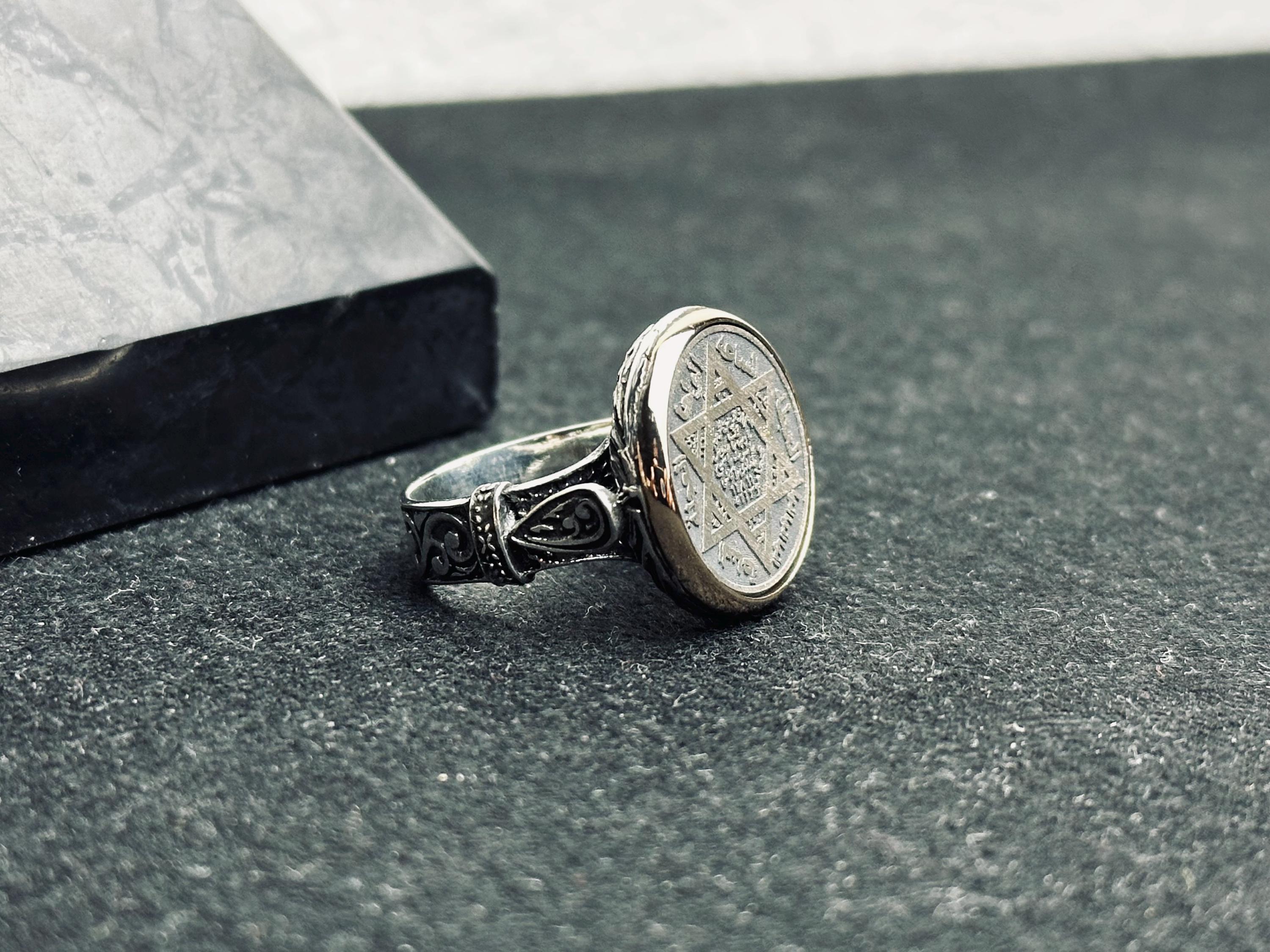 Sterling Silver Seal of Solomon Ring - Turkish Handmade Jewelry