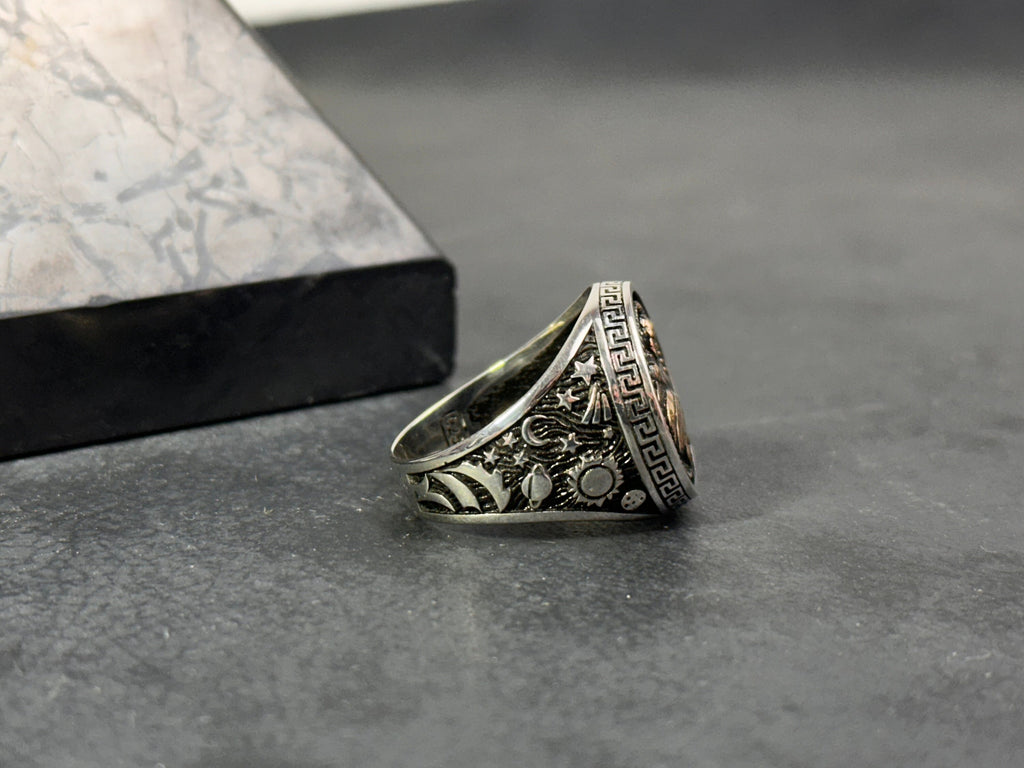 Sterling Silver Aquarius Ring - Zodiac Astrology Jewelry