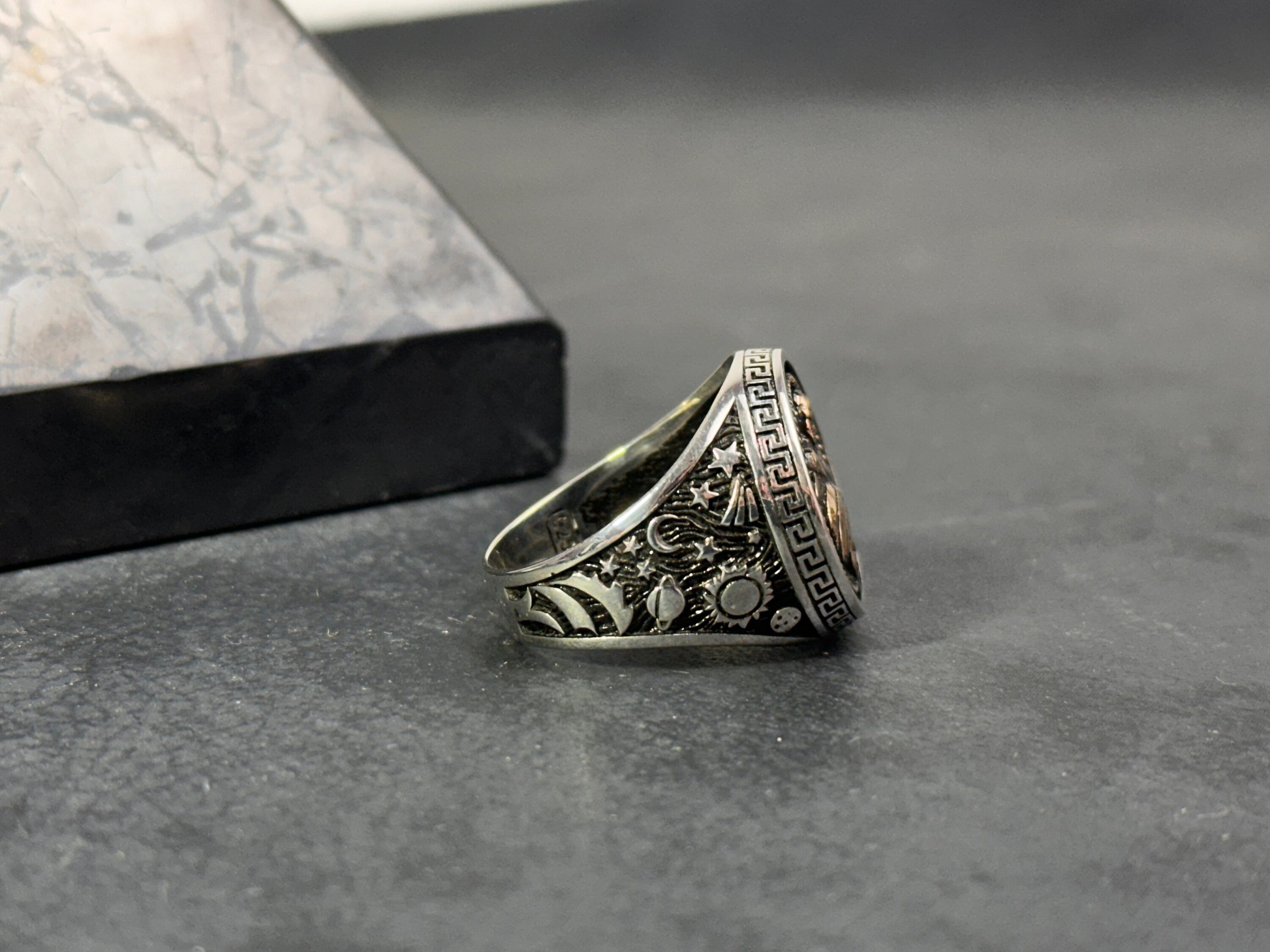 Sterling Silver Aquarius Ring - Zodiac Astrology Jewelry