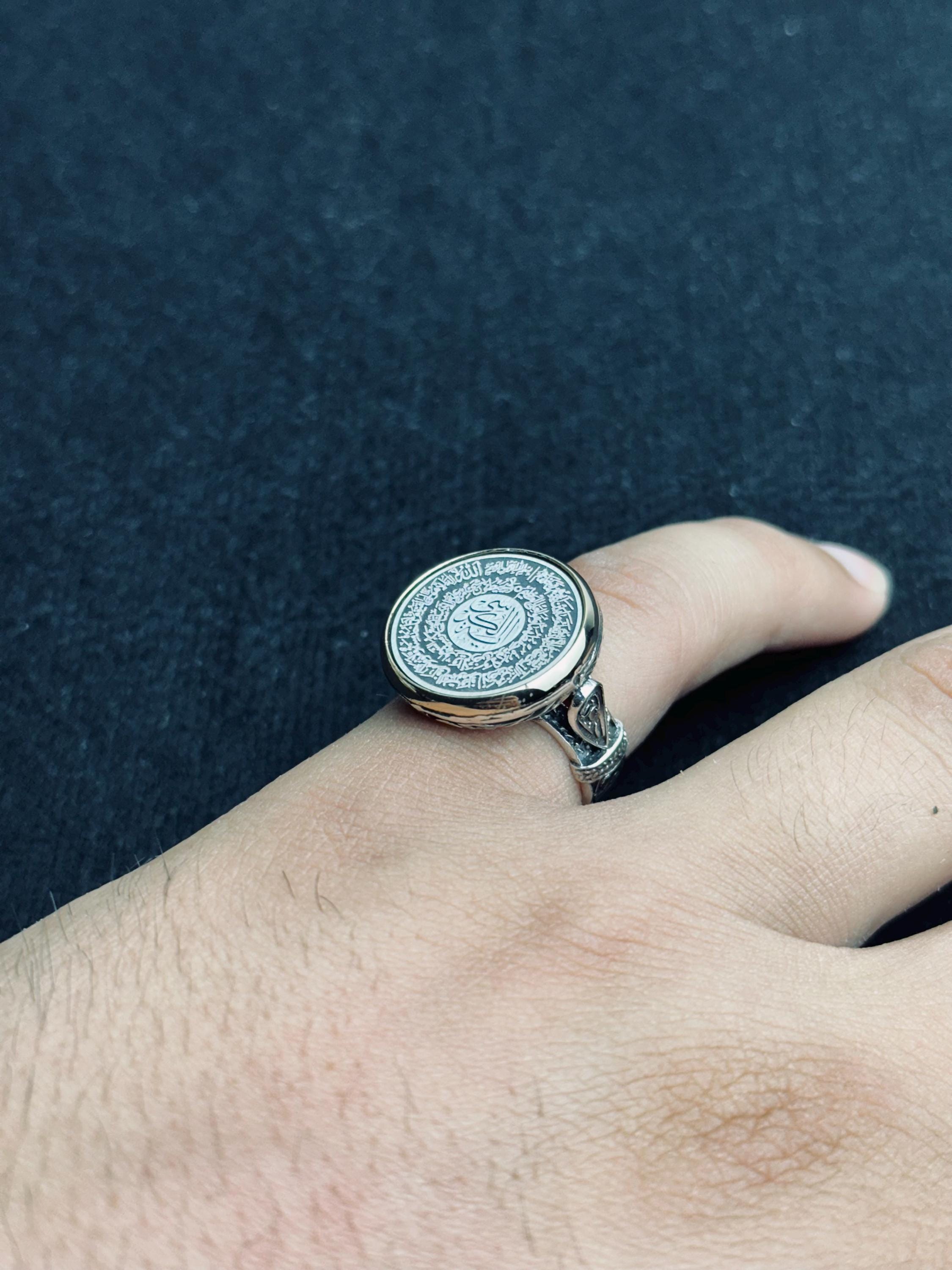 Sterling Silver Ring: Arabic Calligraphy Design - Handmade Unisex Jewelry