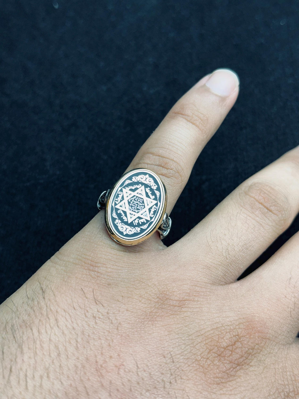 Solomon Seal Sterling Silver Ring, Minimal Oval Statement (Handmade)