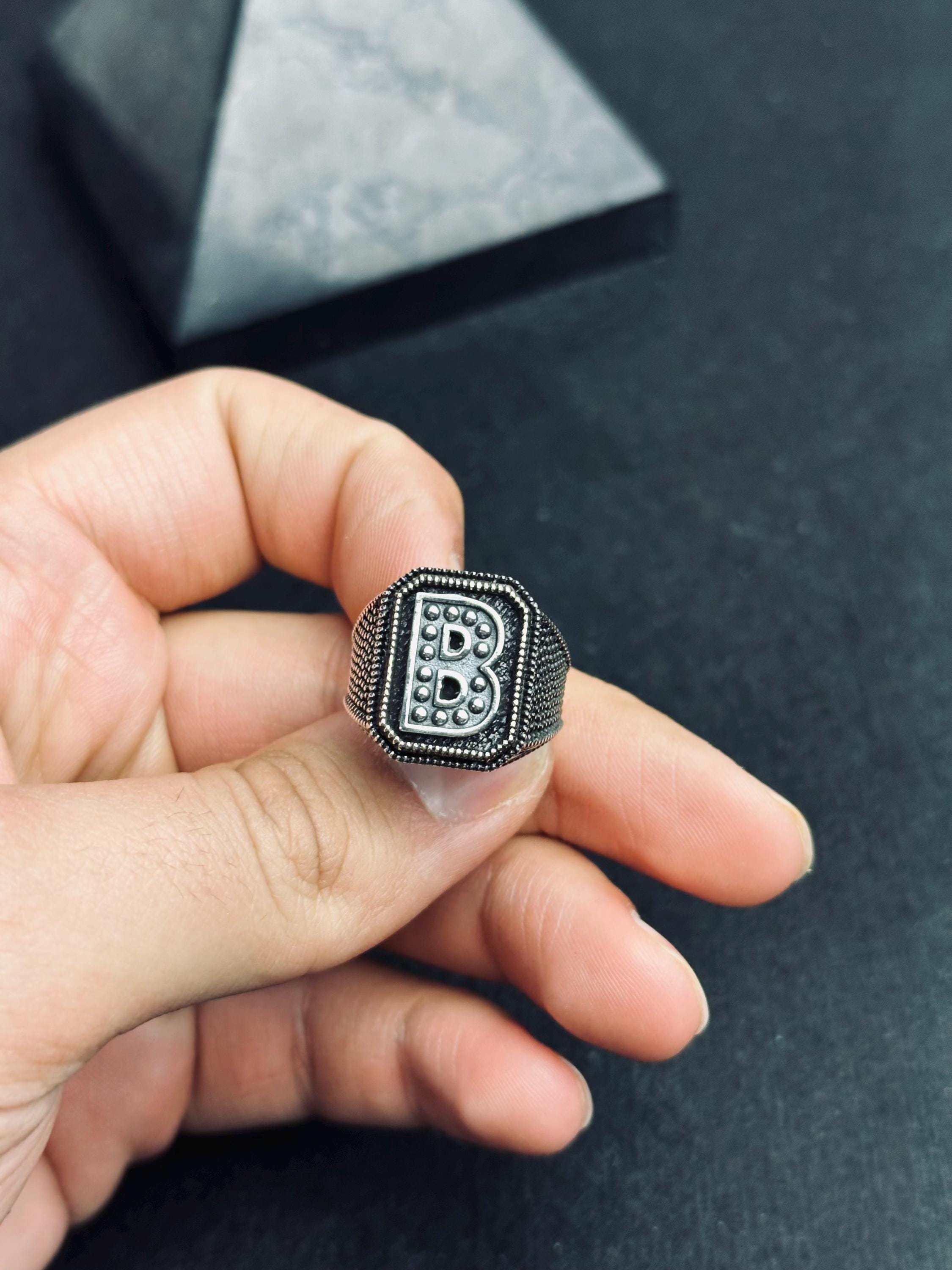 Engraved Silver Signet Ring: Personalized Initials (Men & Women)