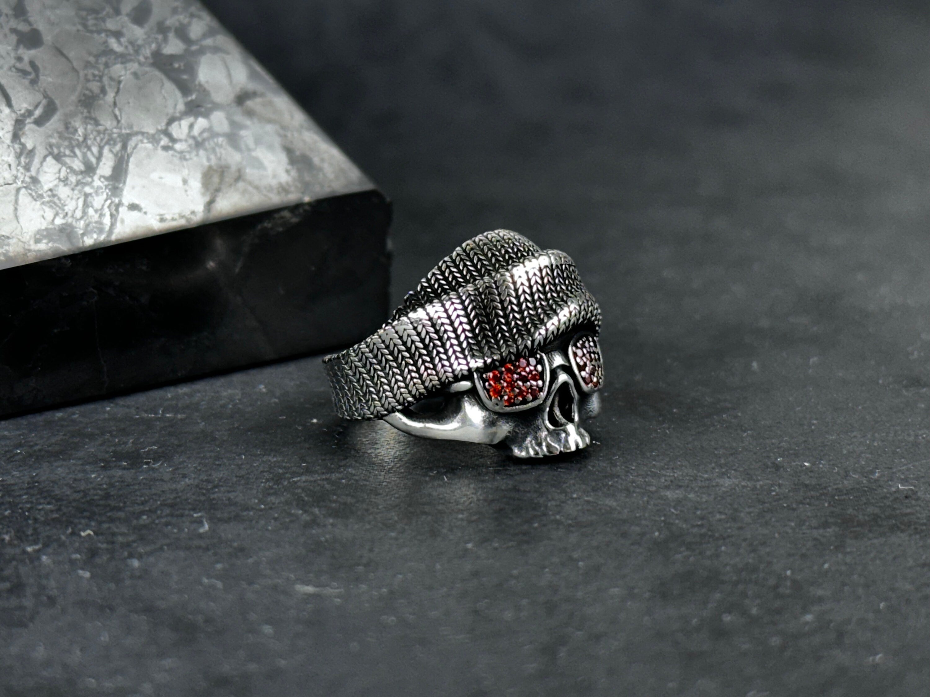 Skull Ring: Gothic Biker Style with Sunglasses (Sterling Silver)