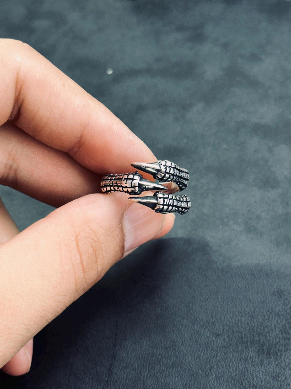 Men's Sterling Silver Claw Ring, Bold Artisan Style (Adjustable)