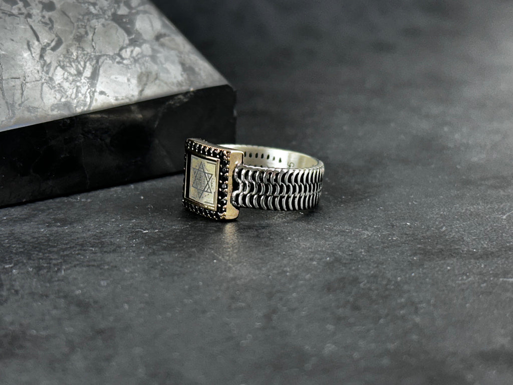Solomon King Seal Silver Ring, Handmade Minimal Talisman (Adjustable)