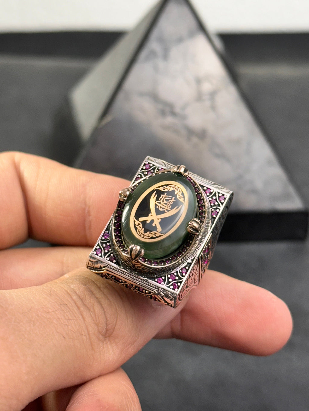 Zulfiqar Sword Ring: Handmade Sterling Silver, Large Men's Signet