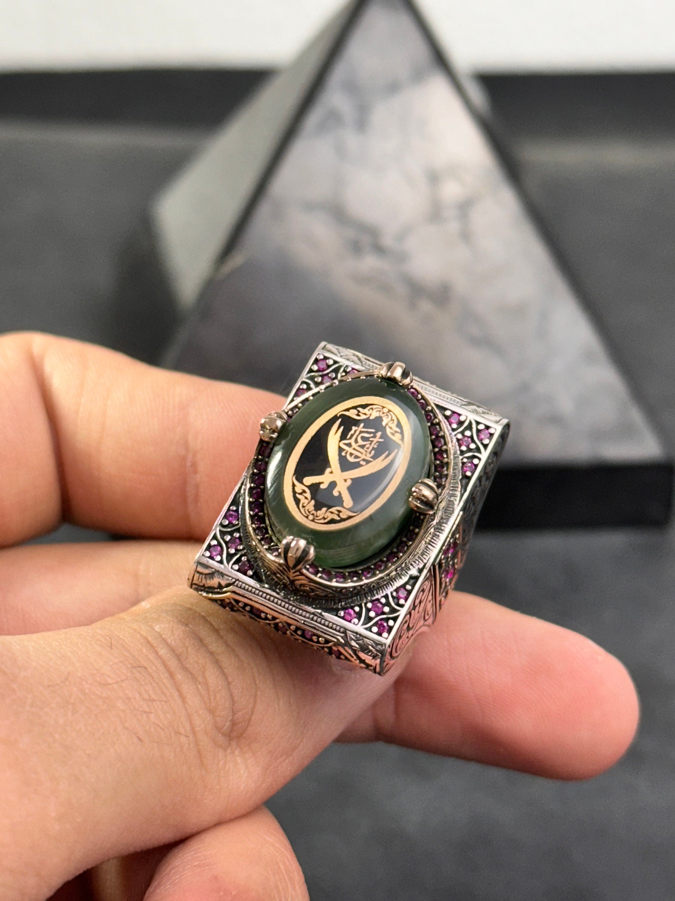 Zulfiqar Sword Ring: Handmade Sterling Silver, Large Men's Signet