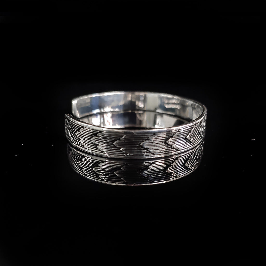 Sterling Silver Cuff Bracelet Engraved (Adjustable, Unisex)