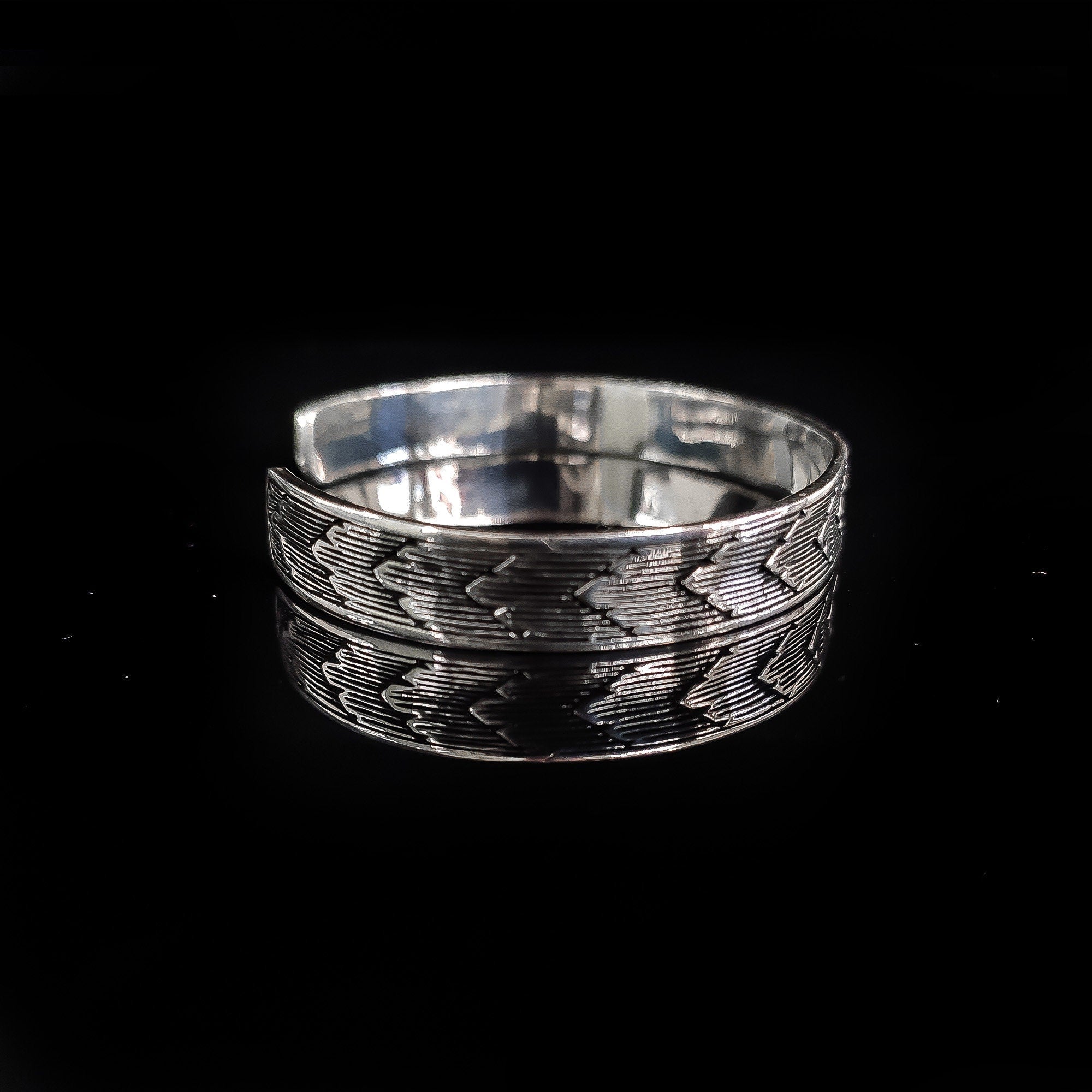 Sterling Silver Cuff Bracelet Engraved (Adjustable, Unisex)