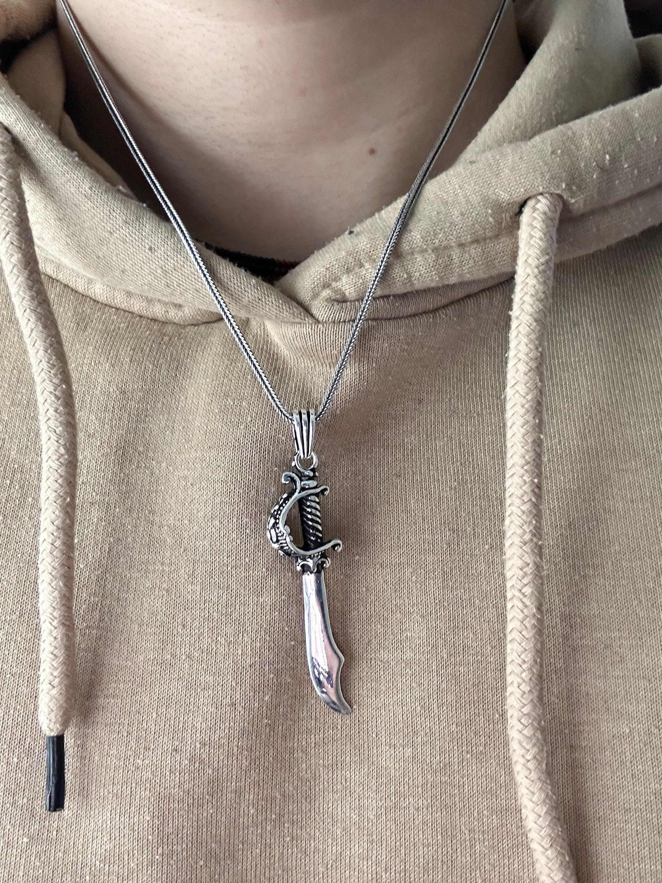Sword Necklace Pendant: Sterling Silver Viking and Spartan Style