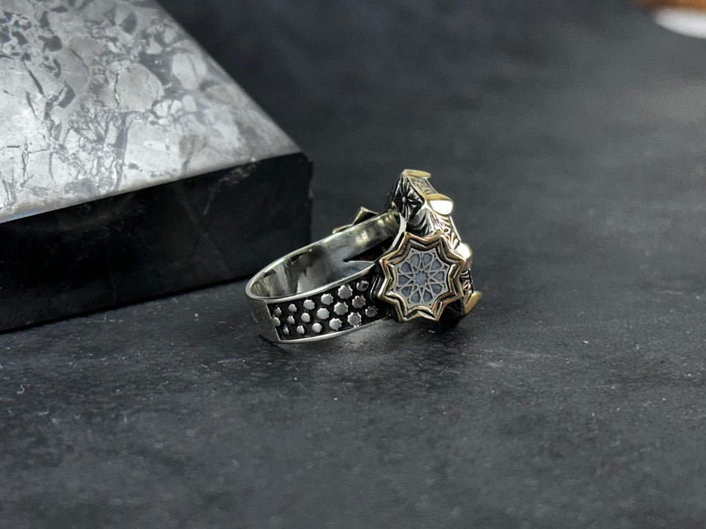 Solomon Seal Ring: Octagonal Sterling Silver - Handmade Design