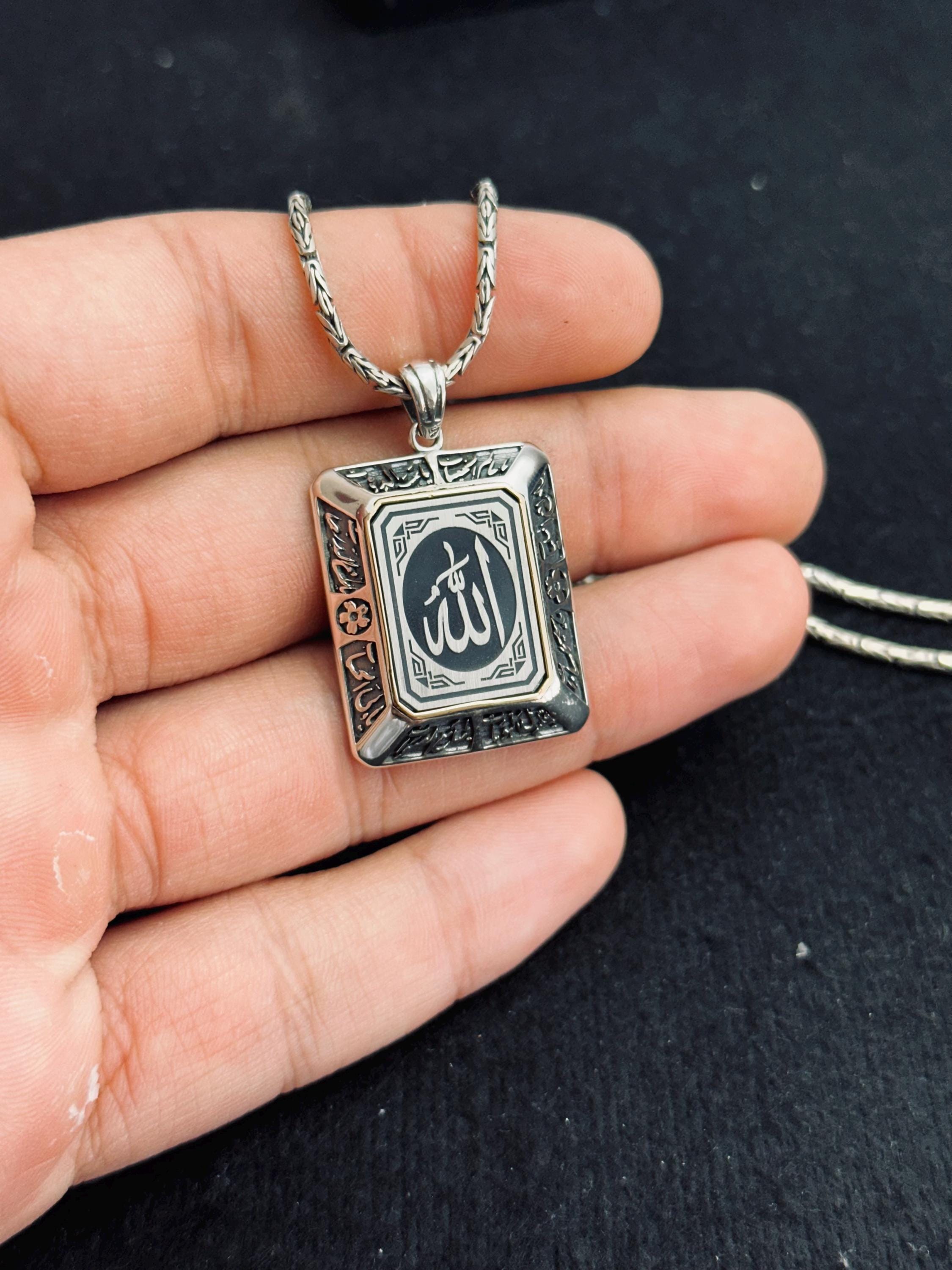 Arabic Prayer Pendant: Handmade 925 Sterling Silver Necklace
