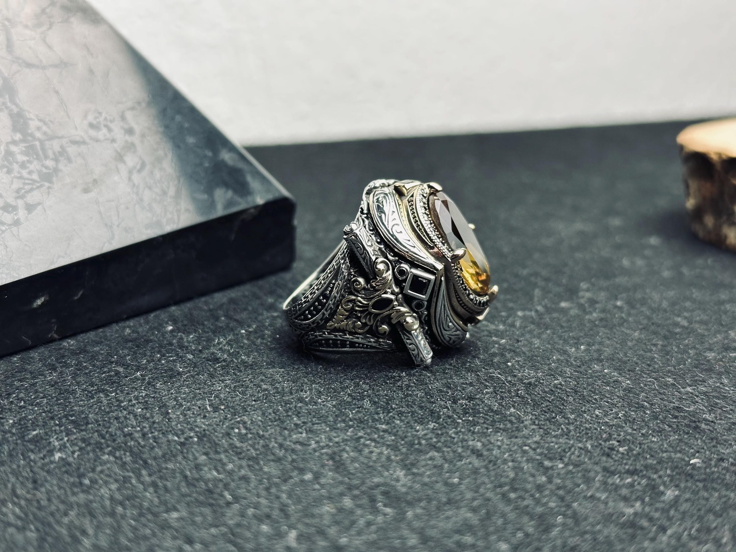 Sultanit Statement Ring: Color Changing Gemstone (Sterling Silver, Handmade)