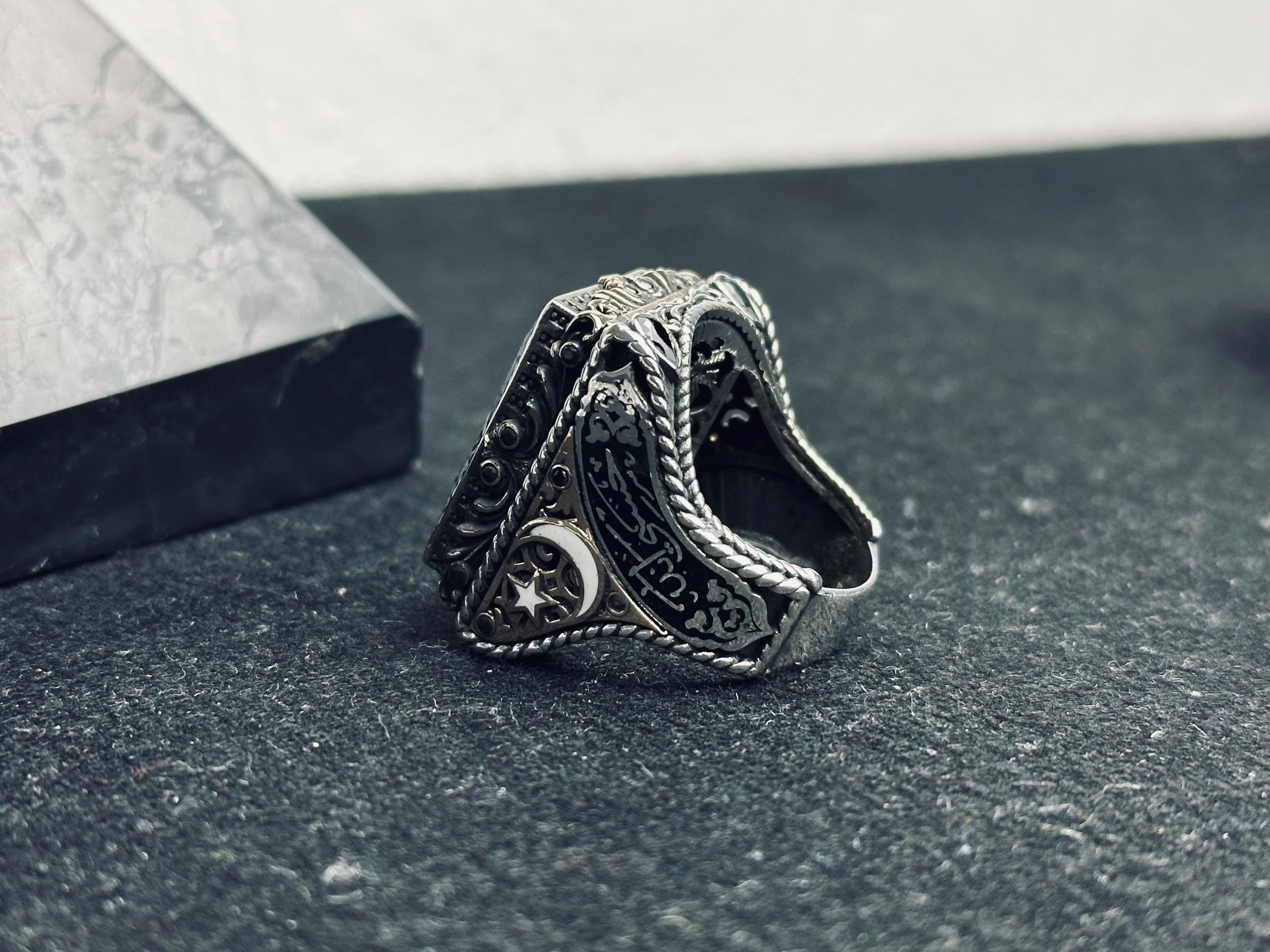 Seal of Solomon Ring, 925 Sterling Silver Square Signet Ring