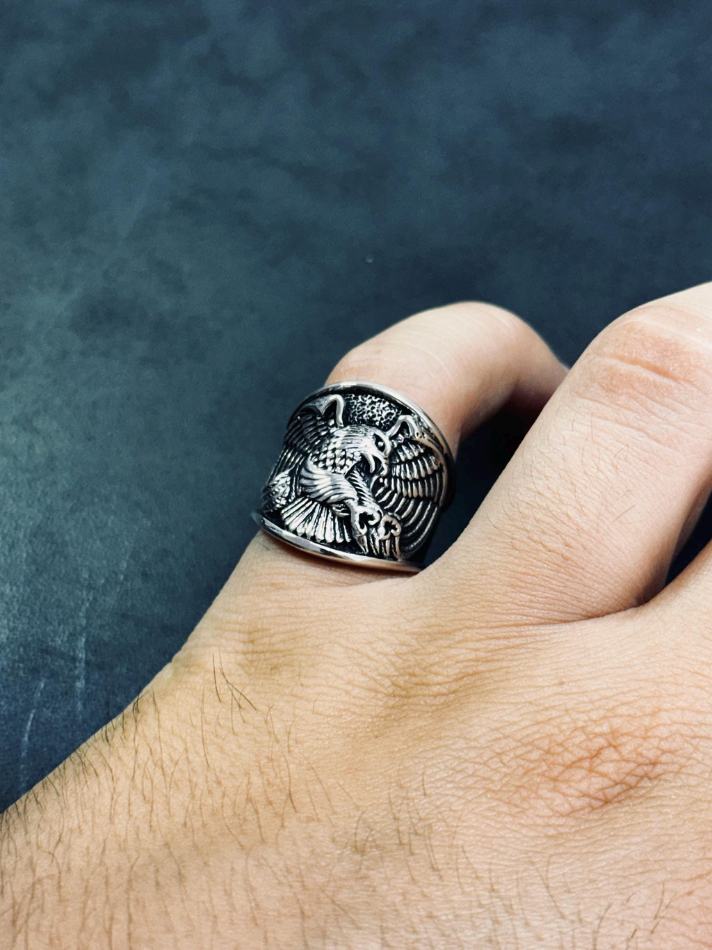 Boho Sterling Silver Eagle Thumb Ring (Adjustable Size)