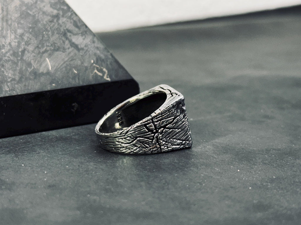 Bark Band Ring: Rustic Tree Texture (Sterling Silver)