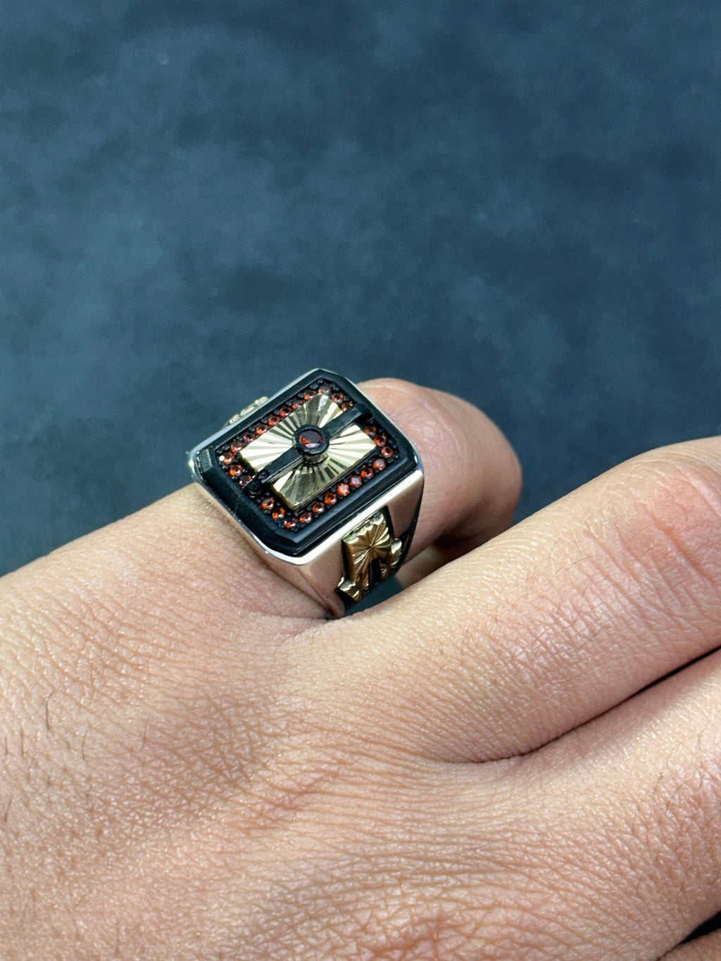 Sterling Silver Ring: Sunrise Geometric Style - Celestial Jewelry