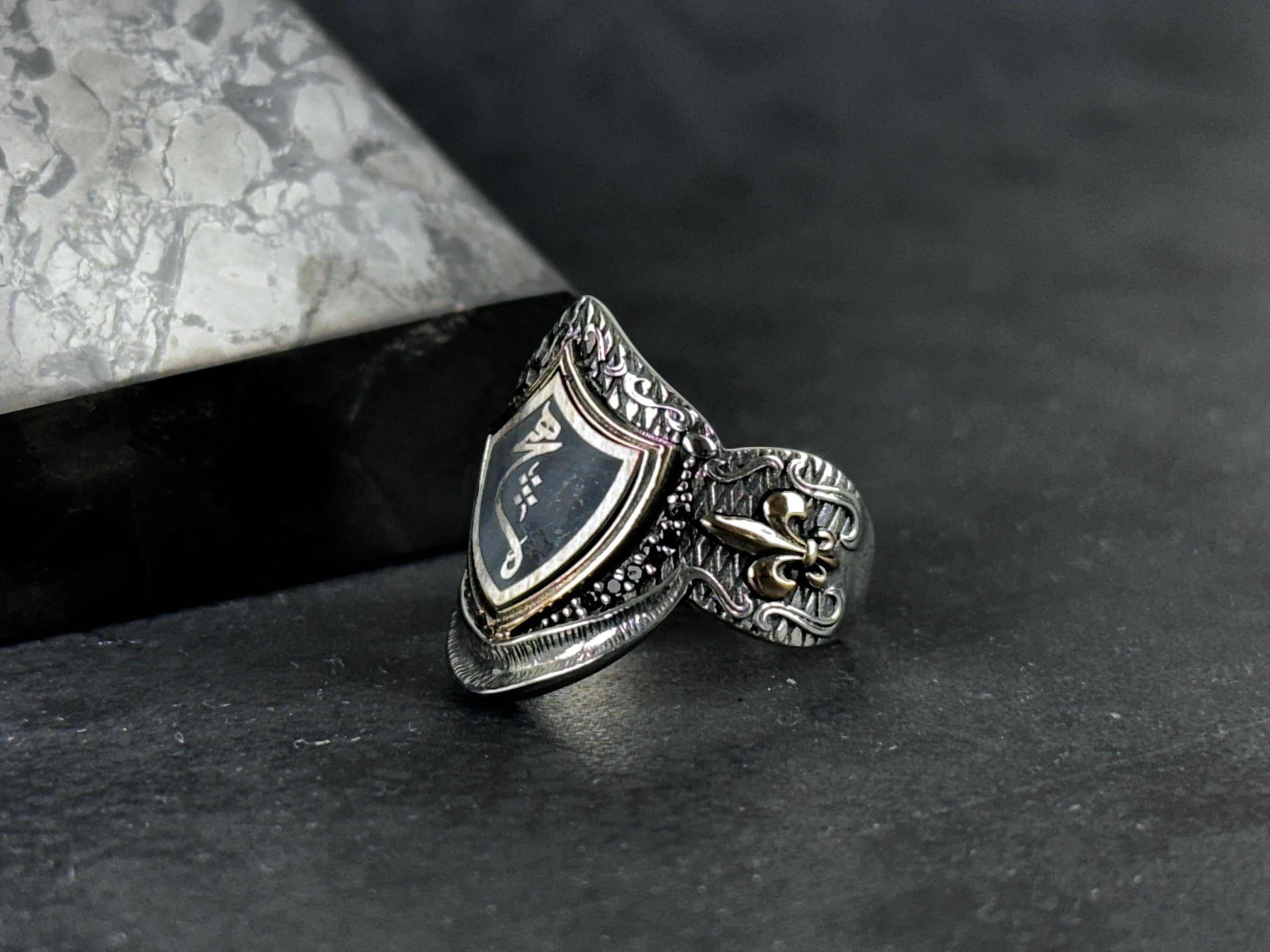 Sterling Silver Shield Ring - Handmade Minimalist Thumb Band
