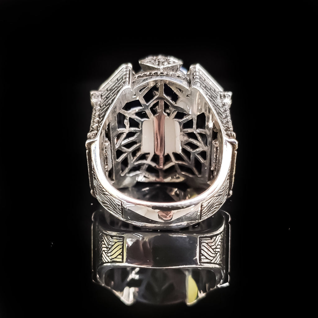 Sterling Silver Seal of Solomon Ring (Handmade, Zultanite Stone)