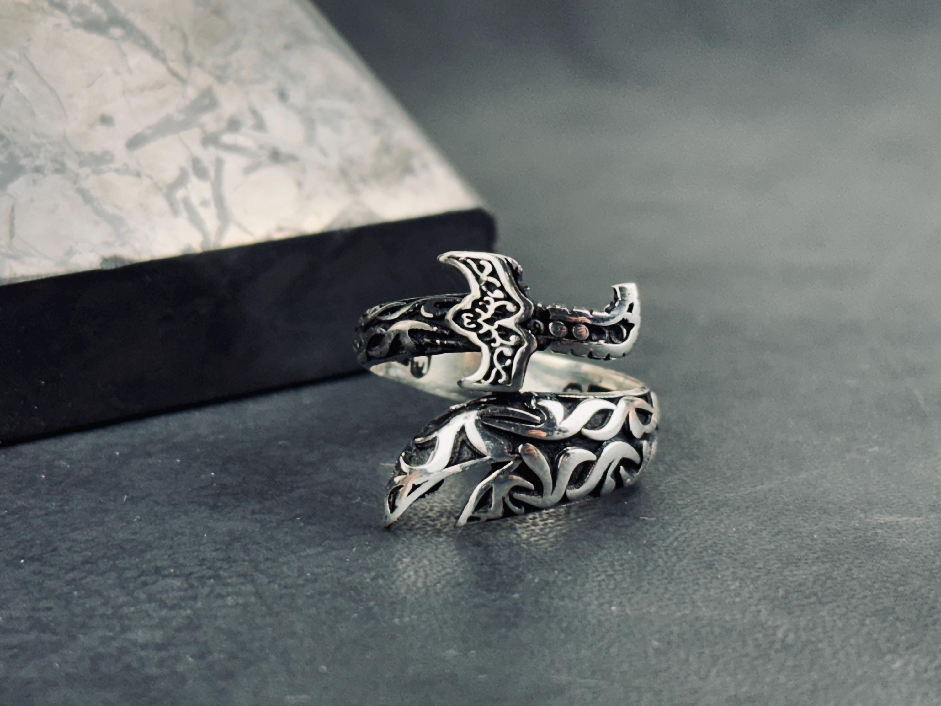 Sterling Silver Sword Ring - Adjustable Zulfiqar Style