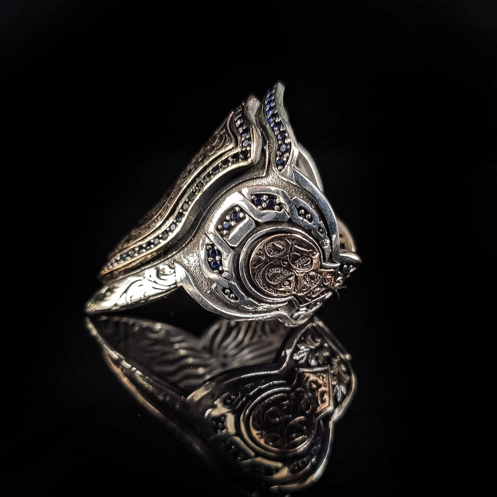 Silver Seal of Solomon Ring, Zihgir Style (Handmade, 925 Sterling)