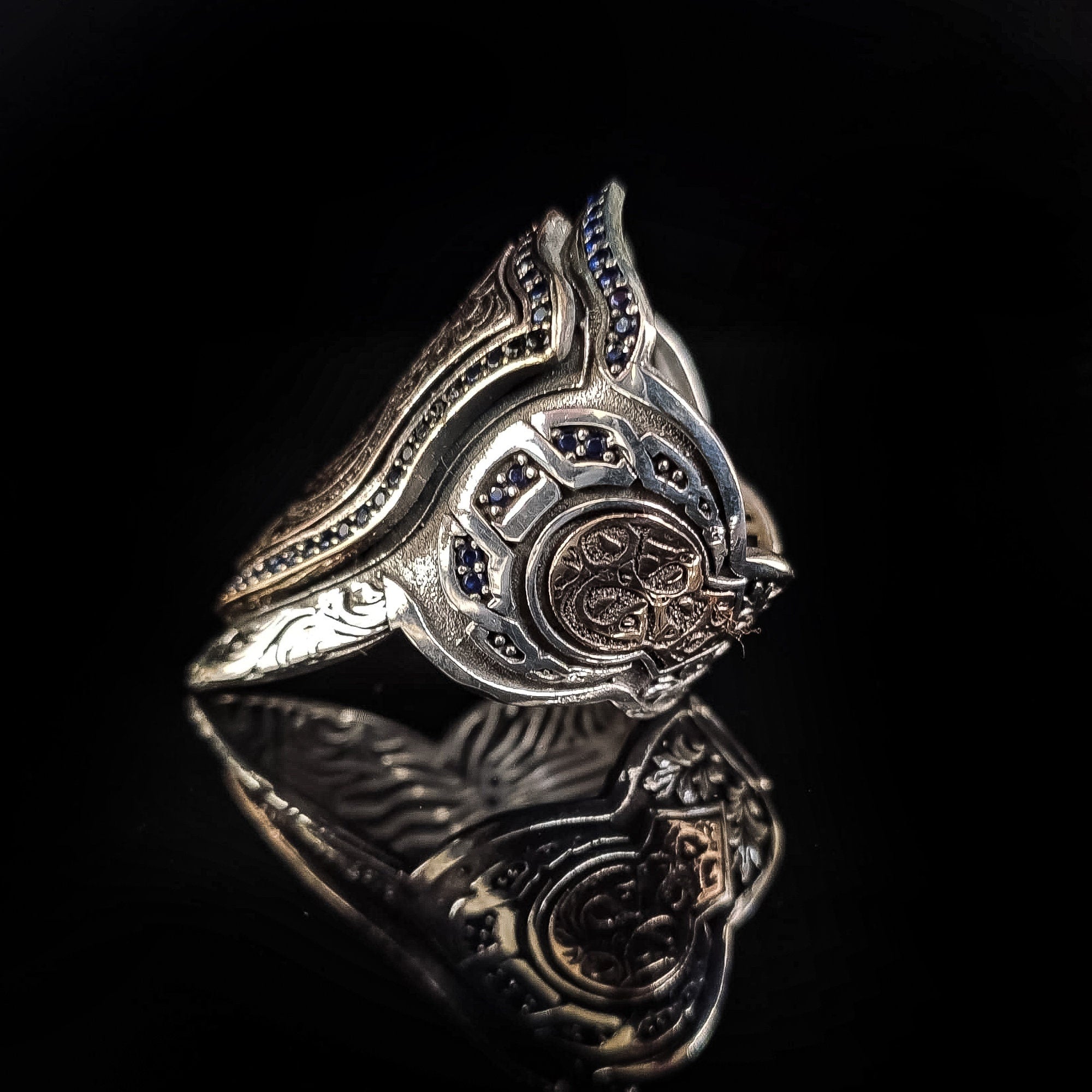 Silver Seal of Solomon Ring, Zihgir Style (Handmade, 925 Sterling)