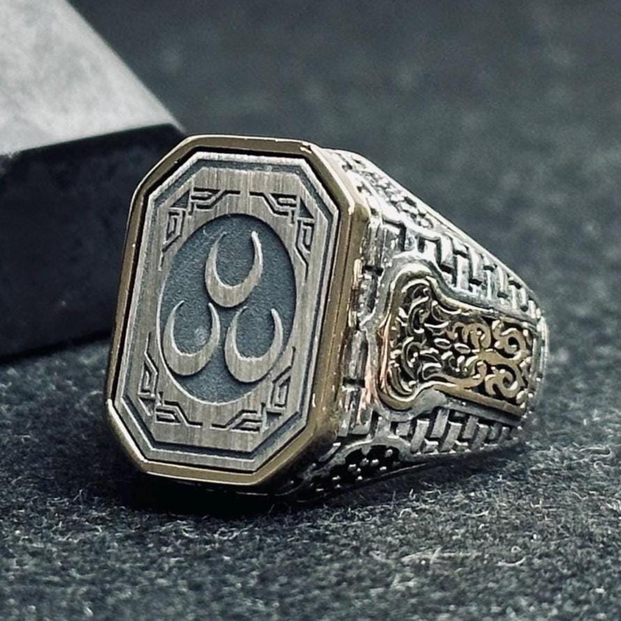 Statement Men's Ring: Turkish Crescent Design (925 Sterling Silver)