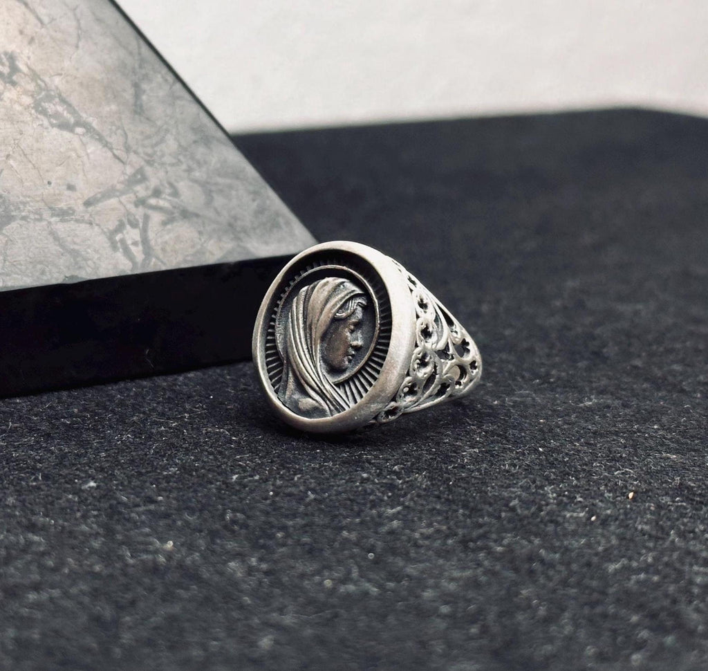 Virgin Mary Sterling Silver Ring - Miraculous Religious Jewelry