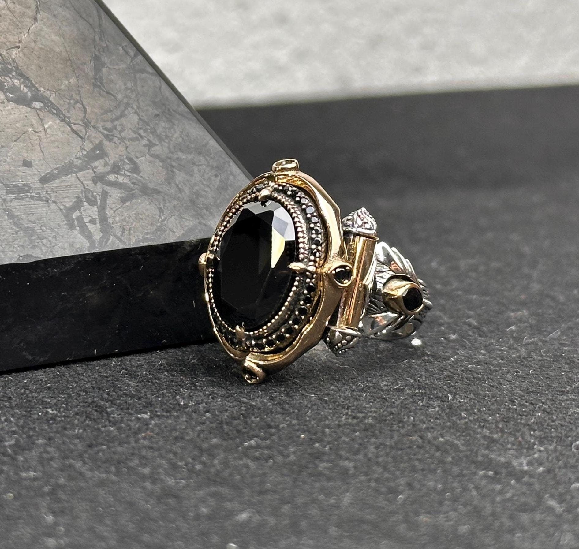 Sterling Silver Oval Ring: Handmade with Shiny CZ Stone
